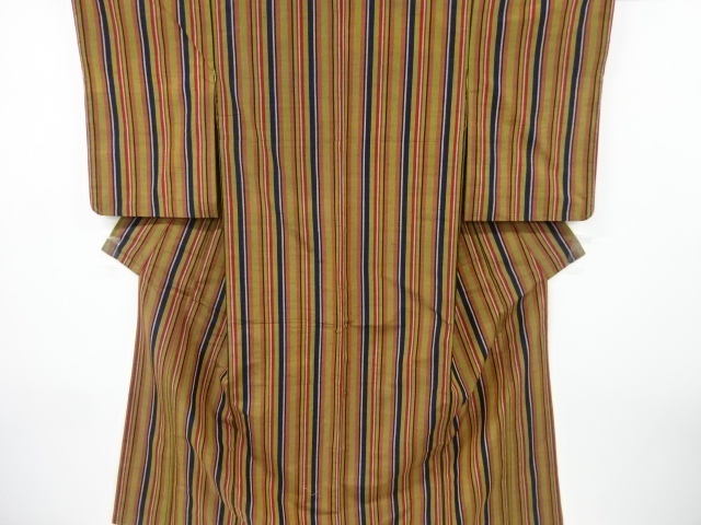 JAPANESE KIMONO / ANTIQUE KIMONO / SILK / HAND WOVEN TSUMUGI / STRIPE